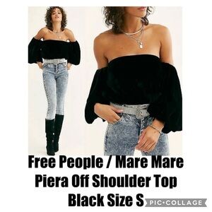 Free People / Mare Mare Piera Off Shoulder Top Black Size S